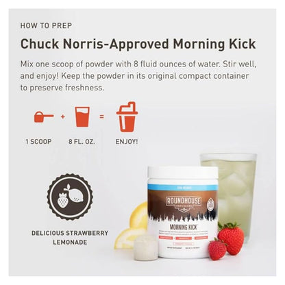 Morning Kick, Greens Superfood Powder Supplement with Ashwaganda, Collagen, Probiotics, Supports Energy Levels, 30 Servings (Strawberry Lemonade) by Chuck Norris